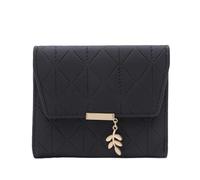 SNGUOQ Women's Wallet Autumn and Winter Short Small Fresh Simple Three Fold for Dinner Parties,Vacations(Black)