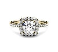 SNHHNSW 1 3/8 ct. tw. Moissanite Halo Ring in 10K 14k Yellow Rose White Ring,Engagement Promise Eternity Ring for Women, Wedding Band Anniversary Valentine Jewerly Gift