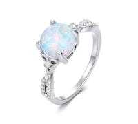 SNHHNSW 2CT Round Cut Opal Engagement Rings Celtic Knot Genuine Opal Wedding Ring with 5A Cubic Zirconia for Women
