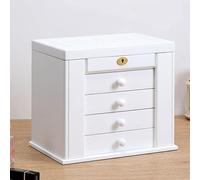 SNHHNSW Chests Large Box Multi-Layer Case Retro Wooden Storage Earrings Ring Box with Mirror Organizer Spacious