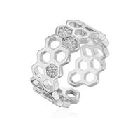 SNHHNSW Cubic Zirconia Bee Honeycomb Ring Open Engagement Statement Wedding Stacking Finger Rings Adjustable Fashion Crystal Unique Thumb Ring Cute for Women Men