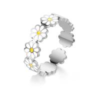 SNHHNSW Cute Daisy Flower Adjustable Stacking Ring for Women Stainless Steel Dainty Sunflower Expandable Wedding Statement Finger Band Rings Comfort Fit Engagement Delicate Everyday Birthday Gift