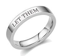 SNHHNSW Let Them Band Rings for Women Men Self Worth Motivational Inspirational Ring Stainless Steel Encouragement Wedding Bands Stacking Couple Friendship Gift to Sorority Valentine's Day