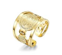 SNHHNSW Men's St Benedict Rings Stainless Steel Saint Exorcism Ring Christian Jesus Catholic Roman Cross Protection Cubic Zirconia Ghost Hunter Open for Men Women Boys Fashion Gifts Birthday