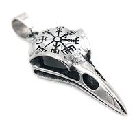 SNHHNSW Odin Crow Skull Men's Ring Gothic Stainless Steel Compass Rings For Men Viking Valknut Ring Amulet Pattern Jewelry Gift