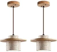 SNHHNSW Pendant Light 2PCS Natural Stone Shade, Japanese Chandelier, Dining Table Travertine Droplight, Bedside Restaurant Kitchen Aisle Bar Club Hanging Lamp (Color : B-2PCS),Chandelier