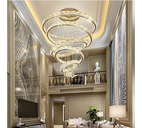 SNHHNSW PendantLight, Luxury Modern Ring Crystal Chandelier Lighting Large Stair Crystal Pendant Lamp Home Decoration Fixtures
