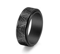 SNHHNSW Personalized 8mm Evil Eye Spinner Rings for Men Stainless Steel Fidget Rings Black Band Wedding Ring Knuckle Pyramid Evil Eye Rings Dad Vintage Gift Comfort Fit