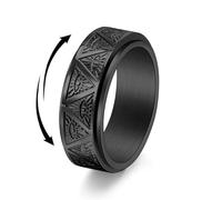 SNHHNSW Personalized 8mm Evil Eye Spinner Rings for Men Stainless Steel Fidget Rings Black Band Wedding Ring Knuckle Pyramid Evil Eye Rings Dad Vintage Gift Comfort Fit