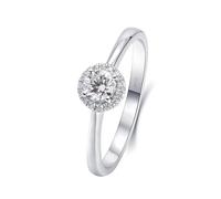 SNHHNSW / White Moissanite Rings, 4 Claw Halo Promise Rings for Her Round-Shape White Moissanite 0.3 Promise Rings for Women