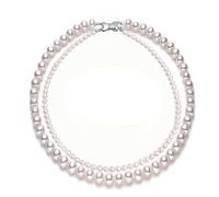 SNHHNSW Women's Necklaces Classic Wedding Double Natural Pearl Necklace Women Favorite,Luxury Real Freshwater Pearl Necklace Fashion accessories