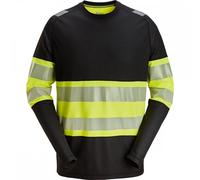 Snickers 2430 Hi-Vis Class 1 Long Sleeve T-shirt Black/High-Vis Yellow 3XL