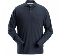 Snickers 2608 Long Sleeve Pique Shirt Navy XS Colour: Navy, Chest Size XS