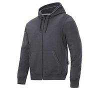 Snickers 2801 Zip Up Hoodie Reinforced Elbows Long Sleeve: Steel Grey M
