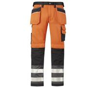Snickers 32335574146 Size 146 Class 2 High-Vis Trousers - Orange/Muted Black