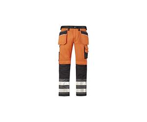Snickers 32335574146 Size 146 Class 2 High-Vis Trousers - Orange/Muted Black