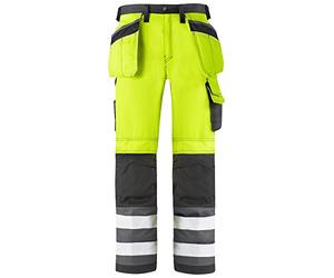 Snickers 32336674152 Size 152 Class 2 High-Vis Trousers - Yellow/Muted Black