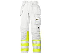 Snickers 32340966044 Size 44 Class 1 Painter’s High-Vis Trousers - White/Yellow