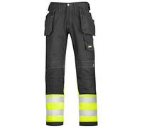 Snickers 3235 Hi Visibility HP Trousers C1 Black/Hi Vis Yellow, Insid 31" 30"