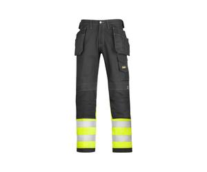 Snickers 3235 Hi Visibility HP Trousers C1 Black/Hi Vis Yellow, Insid 33" 30"