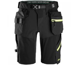 Snickers 6140 FlexiWork Softshell Stretch Shorts+ Holster Pockets Blac 36"