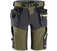 Snickers 6140 FlexiWork Softshell Stretch Shorts+ Holster Pockets Khak 33"