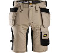 Snickers 6141 Mens Allround Work Stretch Slim Fit Holster Pockets Shorts Khaki / Black 35"