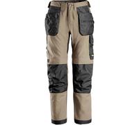 Snickers 6224 Mens Allround Work Canvas Stretch Fit Work Trousers Holster Pockets Khaki / Black 33" 35"