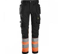 Snickers 6234 High-Vis Class 1 Stretch Trousers Holster Pockets Black/ 31" 30"
