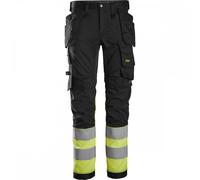 Snickers 6234 High-Vis Class 1 Stretch Trousers Holster Pockets Black/ 35" 35"