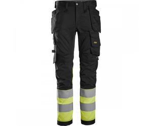 Snickers 6234 High-Vis Class 1 Stretch Trousers Holster Pockets Black/ 36" 30"