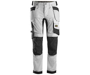 Snickers 6241 AllroundWork, Stretch Trousers with Holster Pockets - White/Black - 36W 30L