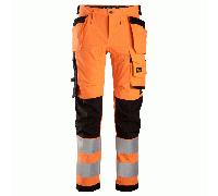 Snickers 6243 Hi-Vis Class 2, Stretch Trousers Holster Pockets Yellow - Orange