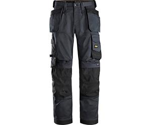 Snickers 6251 Mens Allround Work Stretch Loose Fit Trousers Holster Pockets Steel Grey / Black 36" 32"
