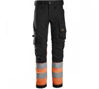 Snickers 6334 High-Vis Class 1 Stretch Trousers Black/Orange Waist: 39 39" 32"