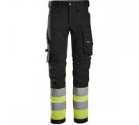 Snickers 6334 High-Vis Class 1 Stretch Trousers Black/Yellow Waist: 41 41" 37"