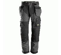 Snickers 6902 FlexiWork Work Trousers+ Holster Pockets Steel Grey/Blac 47" 32"