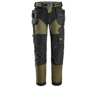 Snickers 6902 FlexiWork, Kneepad Holster Pocket Work Trousers Khaki Green