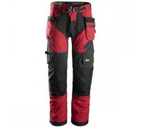 Snickers 6902 FlexiWork Work Trousers+ Holster Pockets Chilli Red/Blac 39" 32"