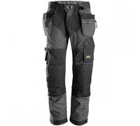 Snickers 6902 FlexiWork Work Trousers+ Holster Pockets Steel Grey/Blac 50" 32"