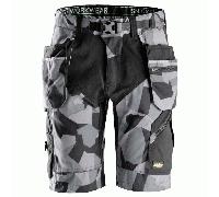 Snickers 6904 Grey Camouflage FlexiWork, Work Shorts+ Holster Pockets