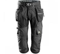 Snickers 6905 FlexiWork Work Pirate Trousers+ Holster Pockets Black Wa 30"