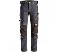 Snickers 6956 FlexiWork Denim Trousers+ Denim/Black Waist: 36" In 36" 35"
