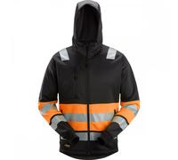 Snickers 8038 High-Vis Class 1 Full Zip Hoodie Black/High-Vis Orange 2 2XL