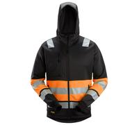 SNICKERS 8038 HIGH-VIS CLASS 1 FULL ZIP WORK HOODIE SWEATSHIRT HI VIS HOODY