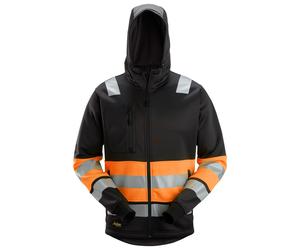 SNICKERS 8038 HIGH-VIS CLASS 1 FULL ZIP WORK HOODIE SWEATSHIRT HI VIS HOODY