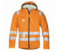 Snickers 8233 High-Vis PU Rain Jacket, Class 3 High Vis Orange - Size: XL