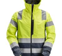Snickers AllroundWork High-Vis Waterproof Shell Jacket Class 3 - High Vis Yellow/Navy - L