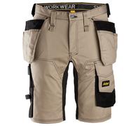 Snickers 6141 Mens Allround Work Stretch Slim Fit Holster Pockets Shorts Khaki / Black 38"