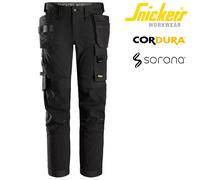 Snickers Black Slim Fit Work Trouser Windproof Stretch Holster Pocket Cargo 6275